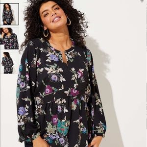 LOFT Plus Floral Peplum Blouse